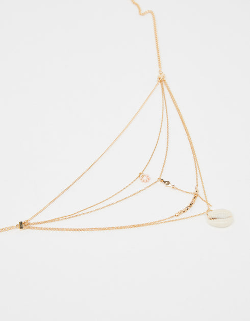 Multi-strand chain necklace with seashell