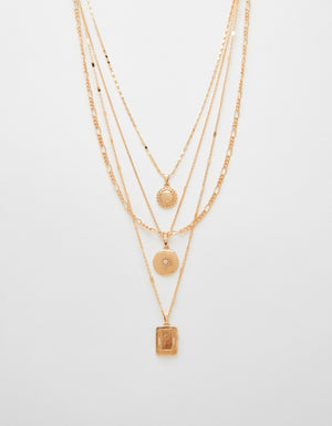 Multi-strand chain necklace with medallion