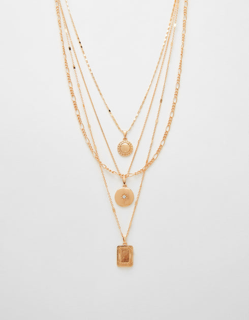 Multi-strand chain necklace with medallion