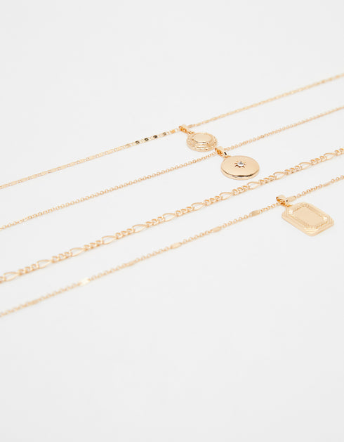 Multi-strand chain necklace with medallion