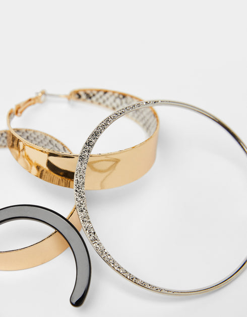 Set of 3 pairs of hoop earrings